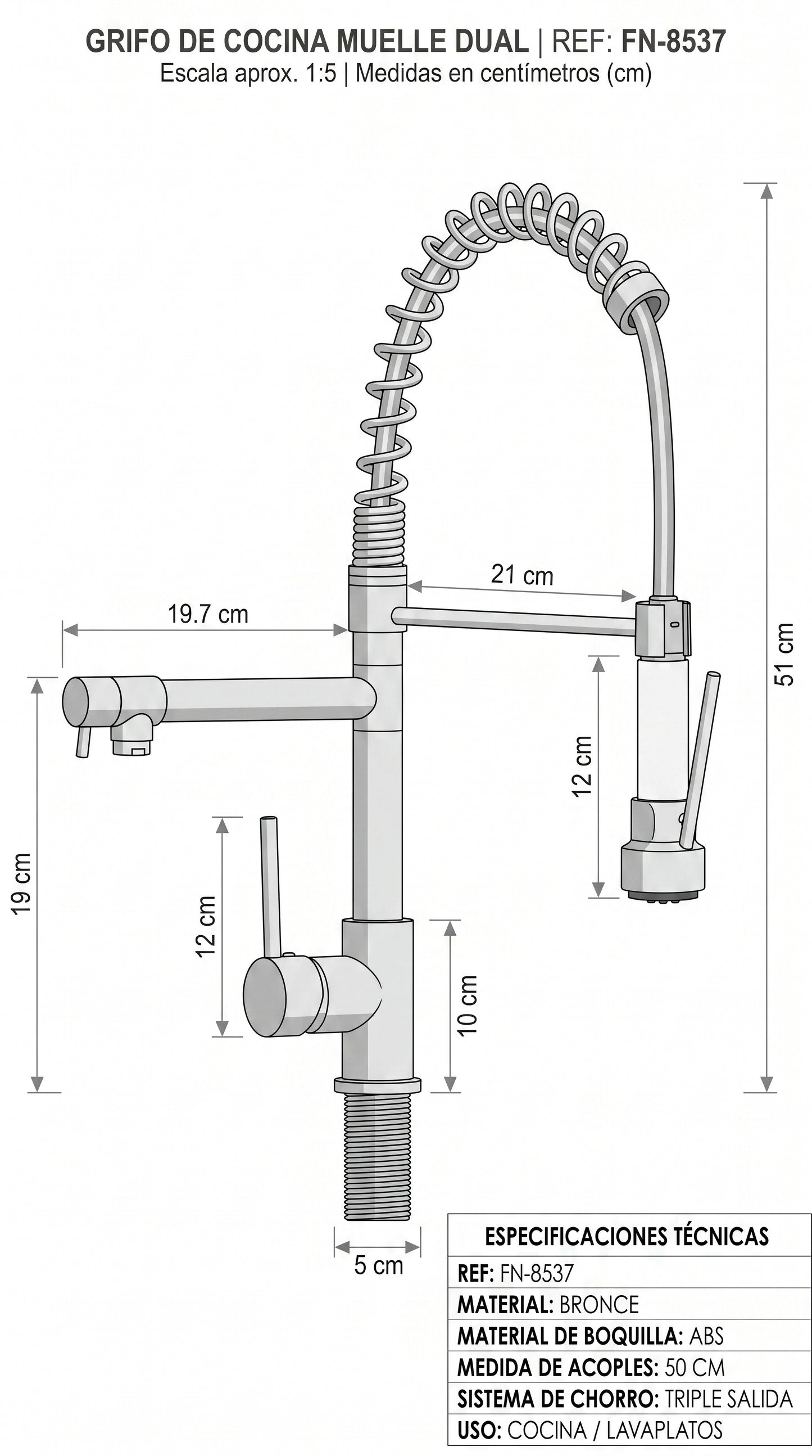 GRIFO MEZCADOR DE LUJO TIPO ESPIRAL PARA LAVAPLATOS