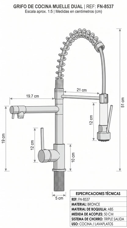 GRIFO MEZCADOR DE LUJO TIPO ESPIRAL PARA LAVAPLATOS