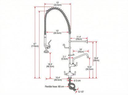 GRIFO ALTO MEZCLADOR ESPIRAL DE USO INSTITUCIONAL INDUSTRIAL PARA LAVAPLATOS